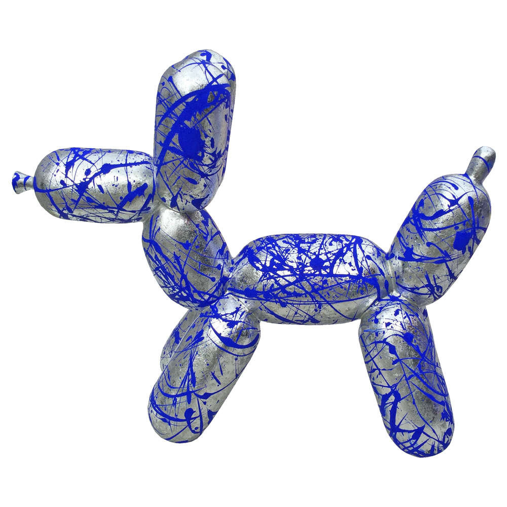 Balloon dog zilver leaf, large